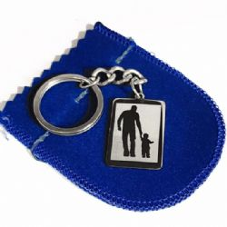 Chaveiro De A�o Inoxid�vel Pai Com Filho E Frase No Verso